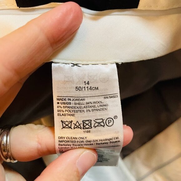 Banana Republic Pant Trouser Wool Plaid Grey Blue Stretch Lined Herringbone 14 - Picture 12 of 13